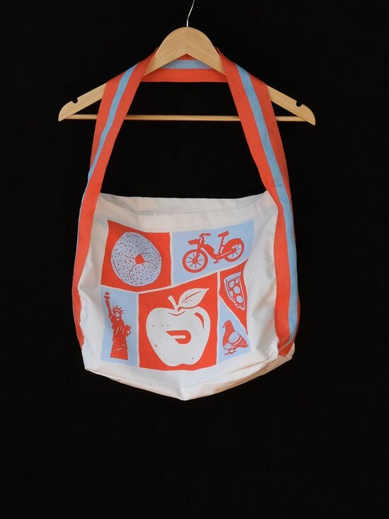 Doordash Handbags - DoorDash Sling Grocery Bag NYC Canvas White Orange
